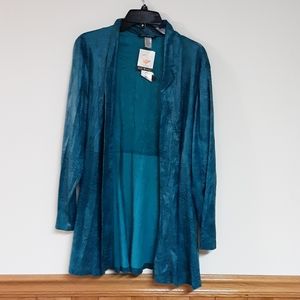 NWT Faux leather teal jacket